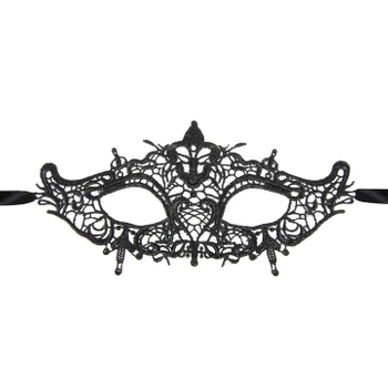 Maska wenecka Karnawał koronkowa czarna 23x10cm