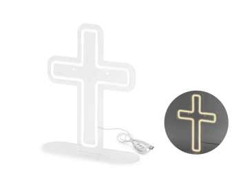 Neon LED - Krzyż, biały, 41x30 cm