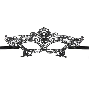 Maska wenecka Motyl koronkowa czarna 32x11cm