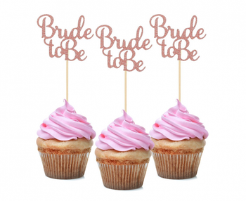 Pikery na babeczki GoGirls Bride to be, różowo-złote, 12 szt.