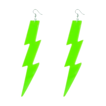 Kolczyki neonowe Błyskawice zielone 12cm