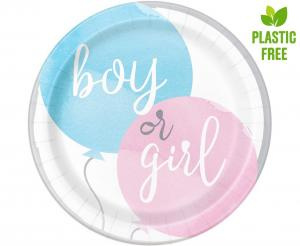 Talerzyki papierowe Gender Party, 23 cm, 8 szt.