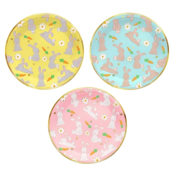 Talerzyk papierowy Wielkanoc Zajączki 7 cali 6 szt. zestaw