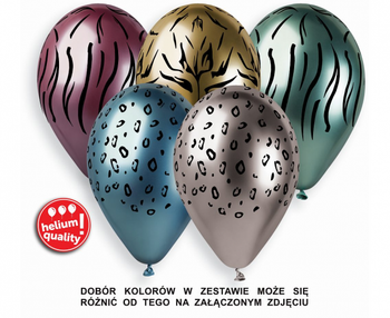 Balony Shiny Premium Hel Zwierzątka z Afryki, 13"/ 5 szt.