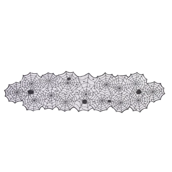 Bieżnik koronkowy pajęczyny Halloween czarny 45x183 cm