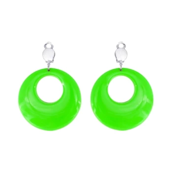 Kolczyki neonowe Koła zielone klipsy 4,5cm
