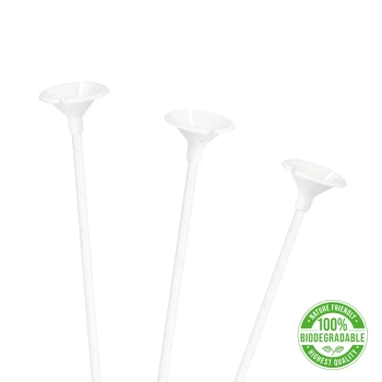 EKO Patyczki do balonów z zatyczką papierowe białe 100szt.