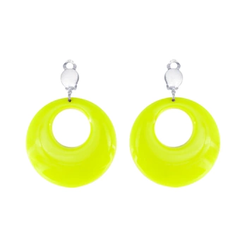 Kolczyki neonowe Koła żółte klipsy 4,5cm