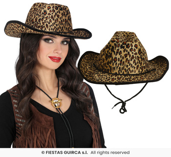  Kapelusz kowbojski, panterka, 1szt