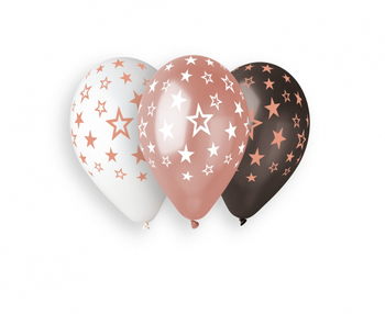 Balony Premium Hel GWIAZDY RÓŻOWO-ZŁOTE, 13 cali/ 6 szt.