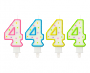 Świeczka cyferka z kropeczkami 4, 7.5 cm