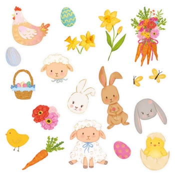 Tatuaże zmywalne Wielkanoc 19 szt. zestaw