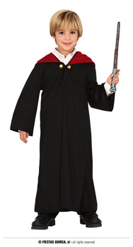 Strój czarodzieja, czarna peleryna z kapturem 125-135cm