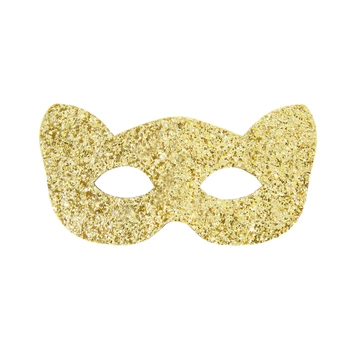 Maska karnawałowa na oczy brokatowa złota 18x12cm