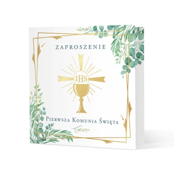 Zaproszenie na komunię Kielich IHS 10szt.