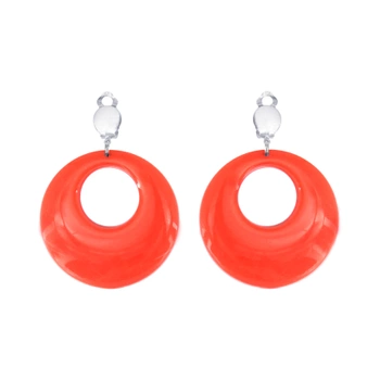 Kolczyki neonowe Koła pomarańczowe klipsy 4,5cm