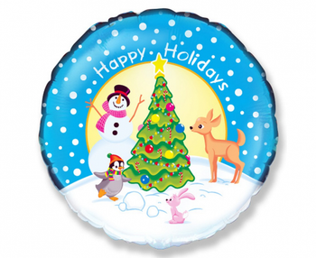 Balon foliowy 18" FX - "Przy Choince" (okrągły), pakowany