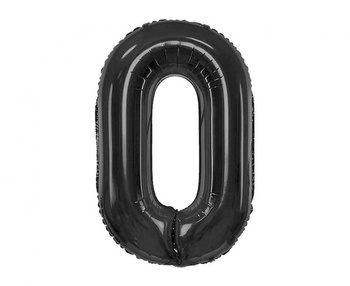 Balon foliowy B&C, cyfra 0, matowa czarna, 85 cm