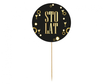 Dekoracja pap. na tort B&G Party - Sto Lat, okrągła 10 cm