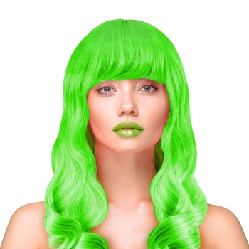 Peruka imprezowa włosy długie kręcone neonowe zielone