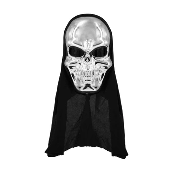 Maska Halloween Czaszka srebrna 42x16cm