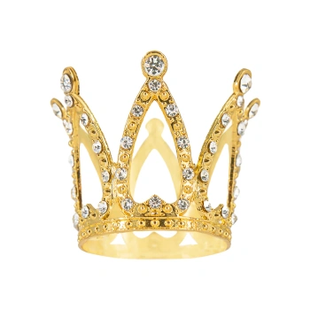 Dekoracja na tort, Korona złota ze srebrnymi kryształkami, 3 cm