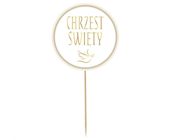 Dekoracja papierowa na tort Chrzest Święty - gołąbek, średnica 14 cm
