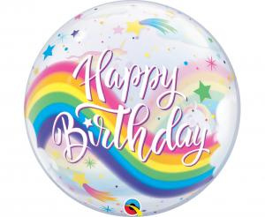   Balon Bubble "Birthday Rainbow Unicorns"  22''