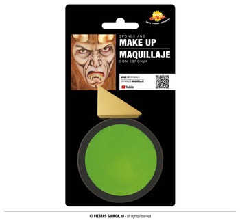 Farbka do twarzy z gąbką, 9gr, zielony