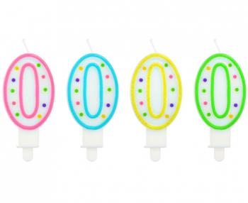 Świeczka cyferka z kropeczkami 0, 7.5 cm