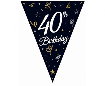 Girlanda papierowa Beauty&Charm z flagami "40", 28x270 cm