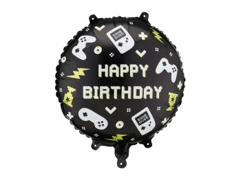Balon foliowy pastylka Happy Birthday, 35x35 cm, mix