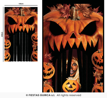 Dekoracja na drzwi z  kurtyną,  Przerażające dynie