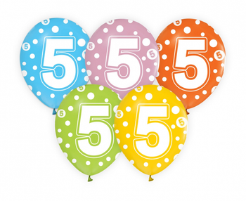 Balony z cyframi: 5, 12"/ 5 szt.