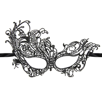 Maska wenecka Dama koronkowa czarna 23x13cm