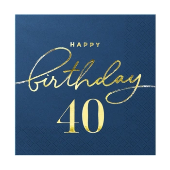 Serwetki Happy Birthday 40 granatowe 10szt.