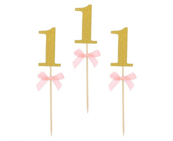 Pikery na babeczki Roczek, różowe, 10 szt.