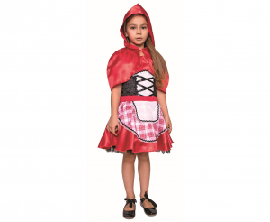 Strój Czerwony Kapturek (sukienka, kaptur z pelerynką), rozm. 120/130 cm