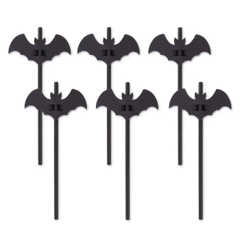 Słomki czarne z nietoperzami 12 szt