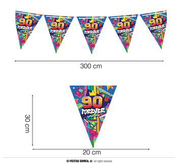 Girlanda papierowa flagietki 90's forever, 3m