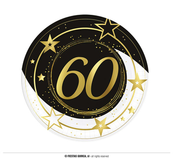 Talerzyki na 60-stkę, 6 szt,, 23 cm.