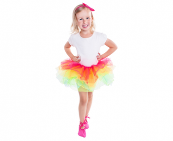 Strój dla dzieci "Tęczowa balerina" (opaska, buty, spódniczka)