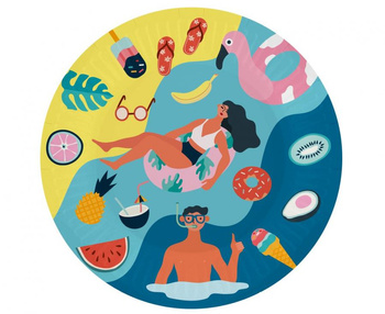 Talerzyki papierowe Kolekcja Summer - Let's Party (beach), 18 cm/ 6 szt.