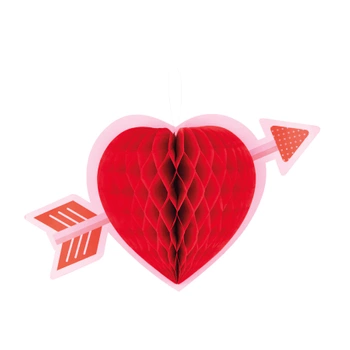 Dekoracja honeycomb Serce ze strzałą 35x21cm