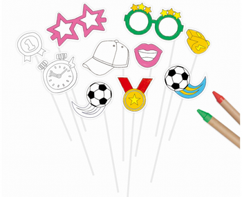 Rekwizyty do zdjęć Pokoloruj Sam - Piłka Nożna, 10 elementów