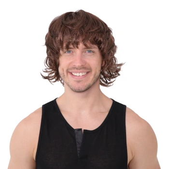 Peruka imprezowa, włosy krótkie falowane, brązowe