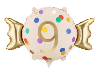 Balon foliowy Cukierek ''9'', 61x37 cm, mix