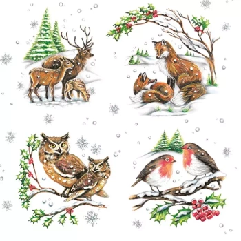 Serwetki papierowe „Winter Animals”, 33×33 cm ,(20 szt)