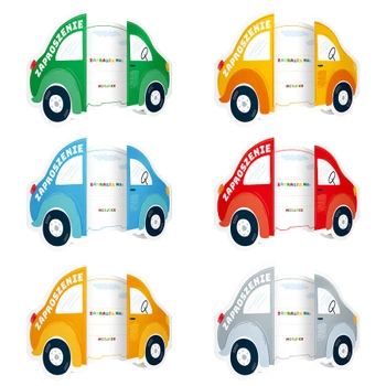 Zaproszenie na imprezę Auta 6szt. mix