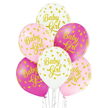 Balon Belbal D11, 30 cm Baby Girl Dots , 6szt